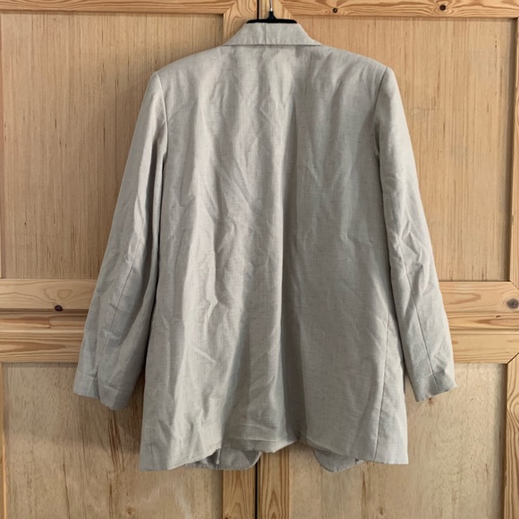 Requirements beige linen blend minimalist blazer career suit jacket size 12 - Picture 2 of 4